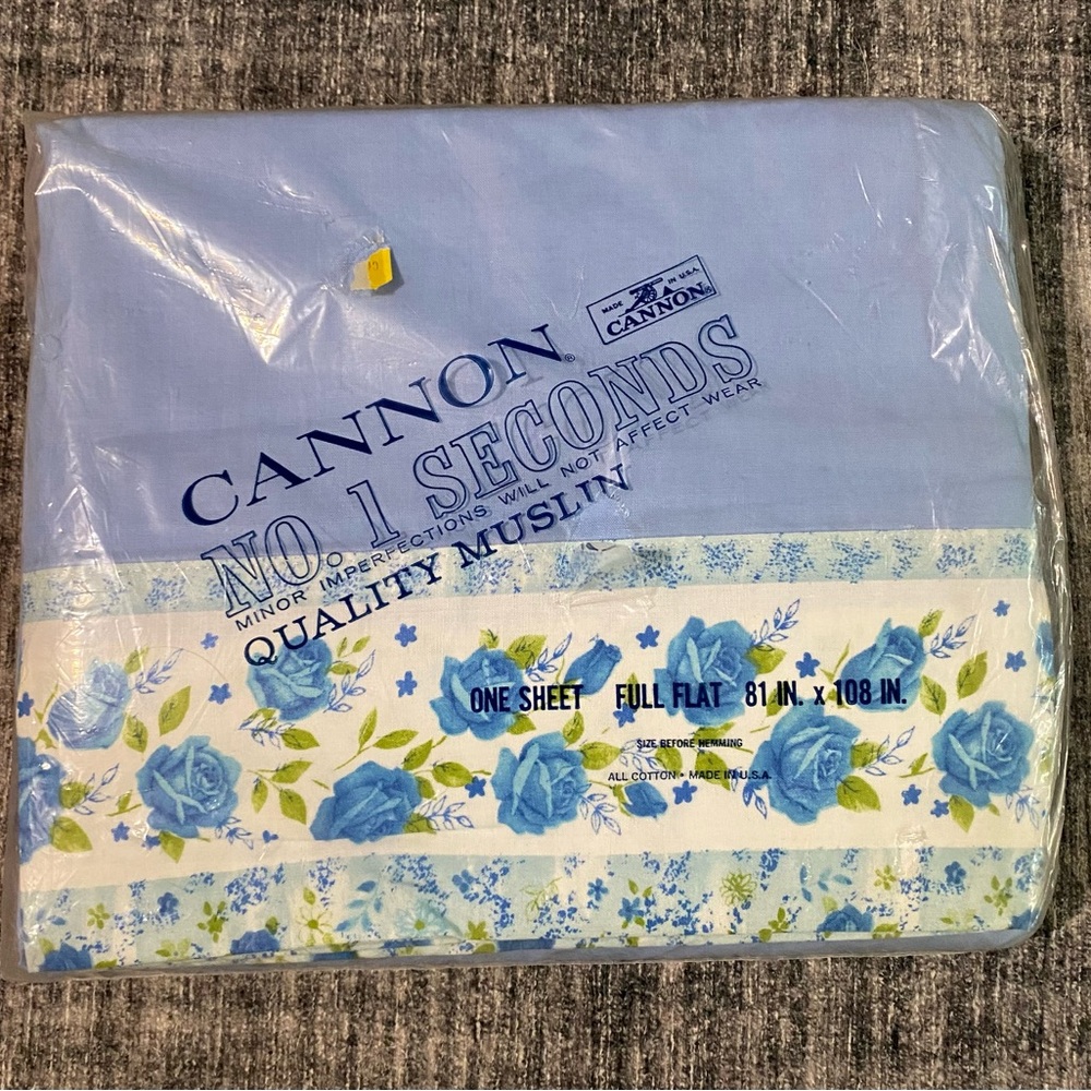Vintage, Blue Floral, Full Size Flat Sheet.